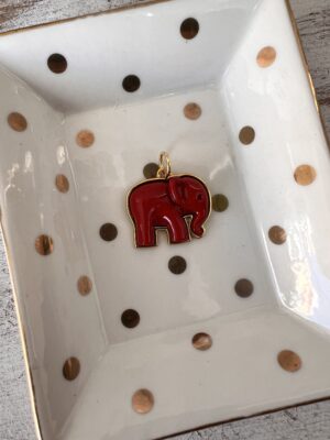 Pingente elefante esmaltado vermelho