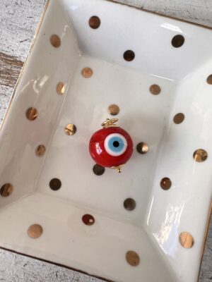 Pingente olho bolinha vermelho em murano
