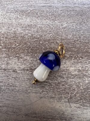 Pingente cogumelo azul bic murano
