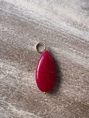 Pingente gota pedra natural rosa pink